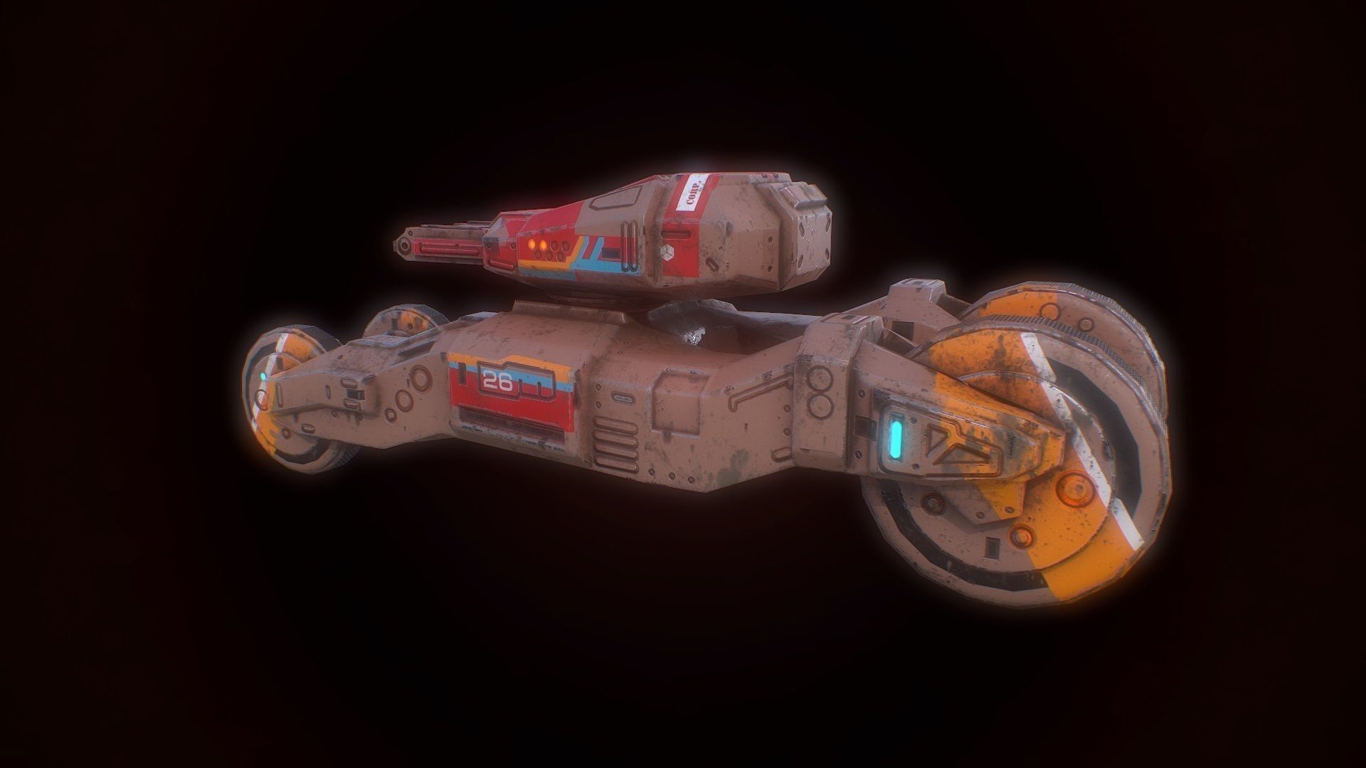 Low poly sci fi speedy tank combat unit asset Low-poly 3D model_2