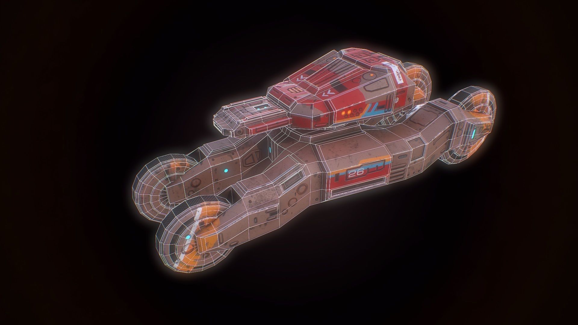 Low poly sci fi speedy tank combat unit asset Low-poly 3D model_7