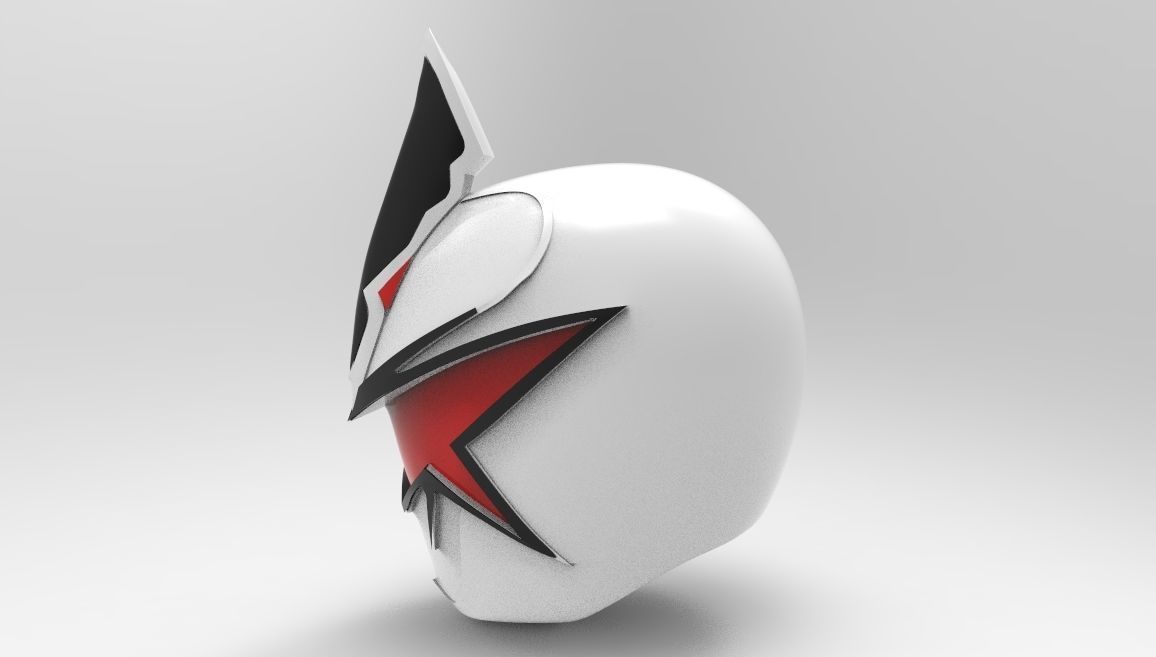 White Ranger Helmet from Dino Thunder for 3D printing 3D print model_3