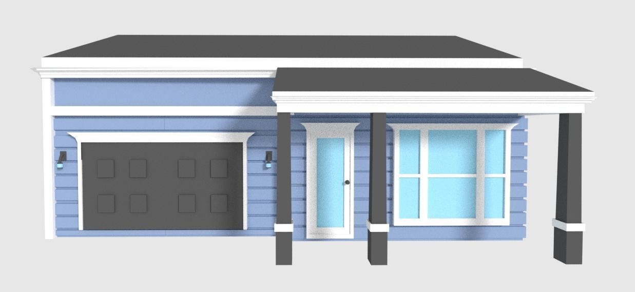 Two Floors Low Ploy House Low-poly 3D model_2