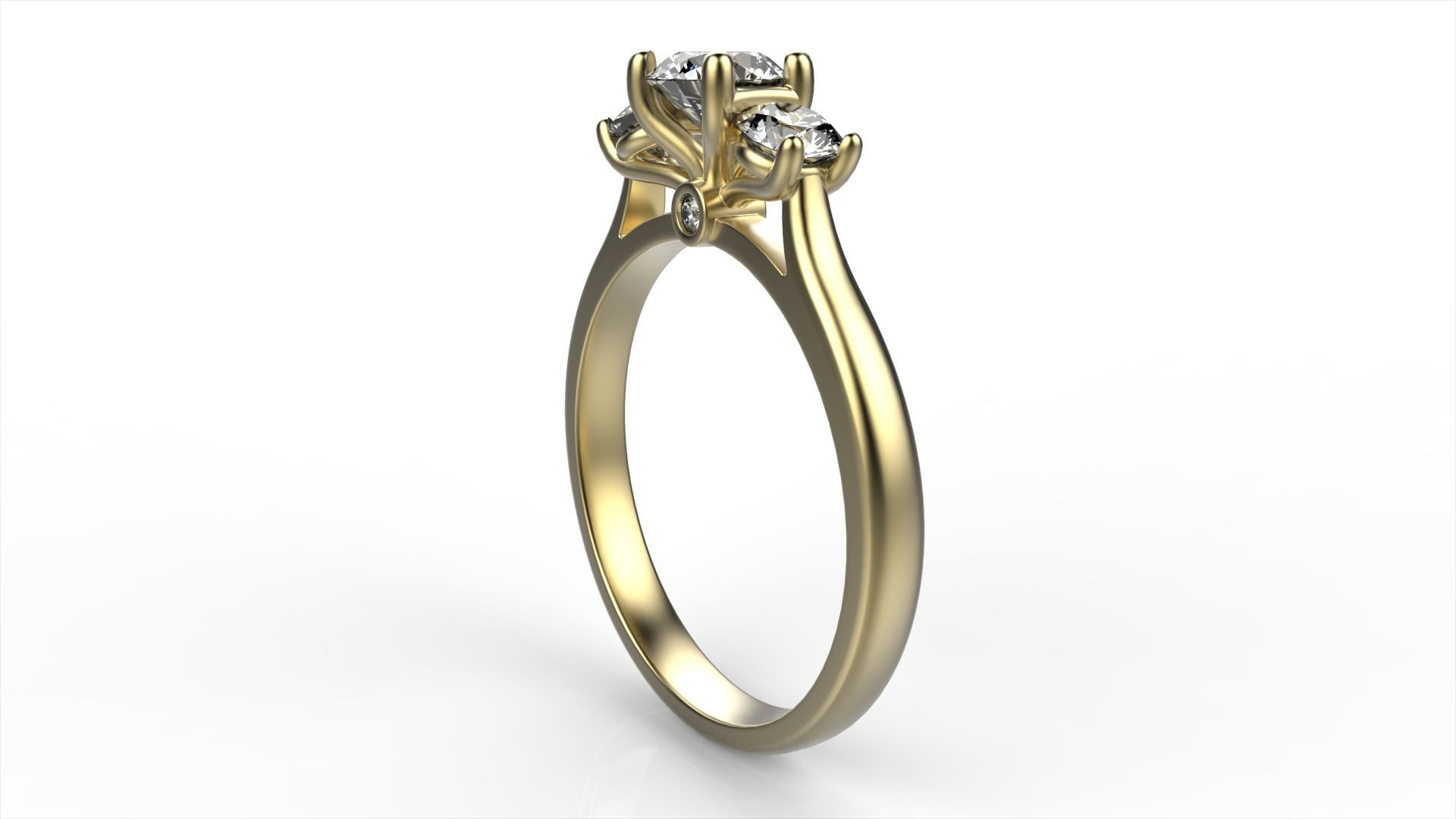 Modern Round Diamond Ring All Size 3D print model_3