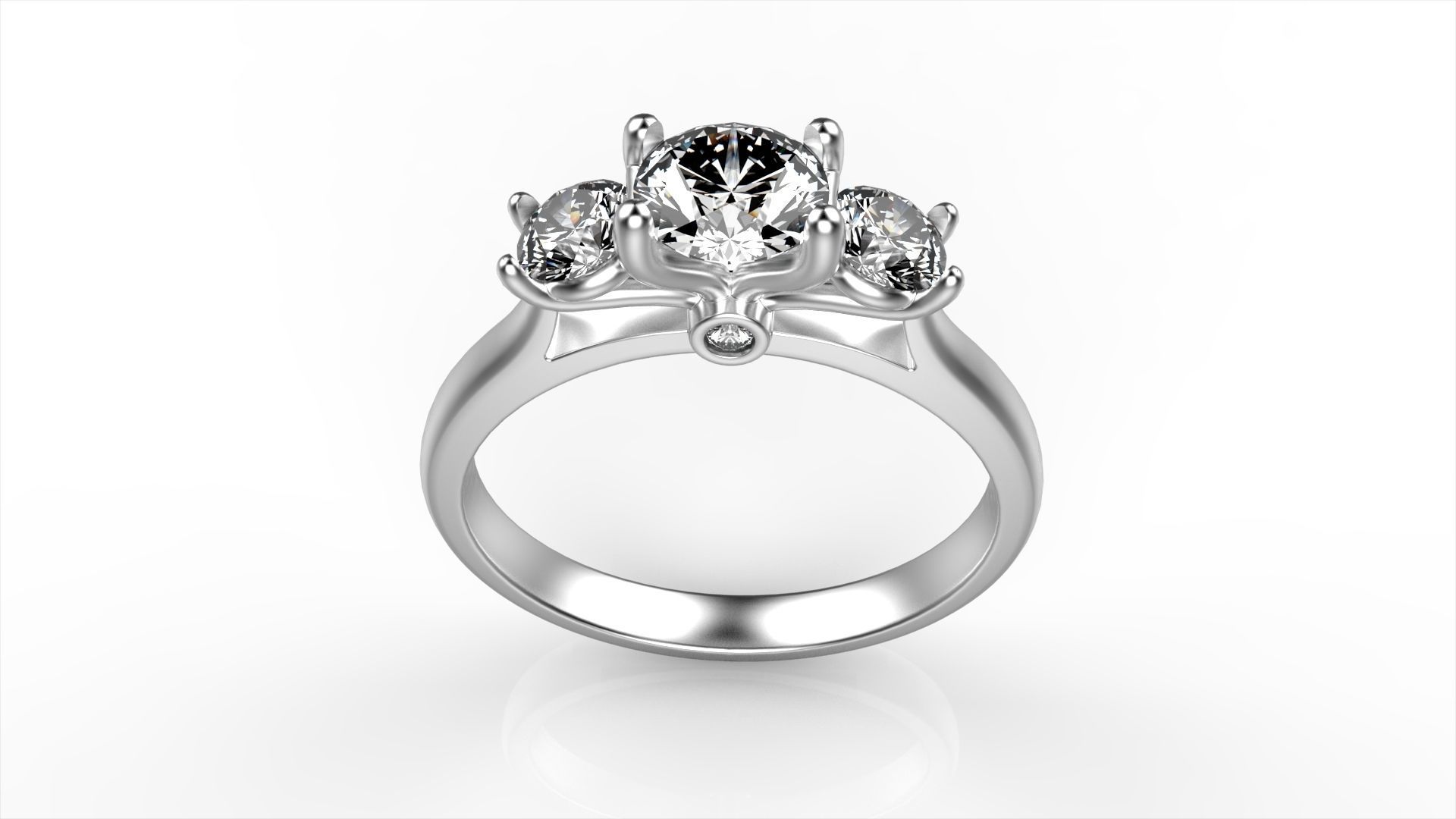 Modern Round Diamond Ring All Size 3D print model_4
