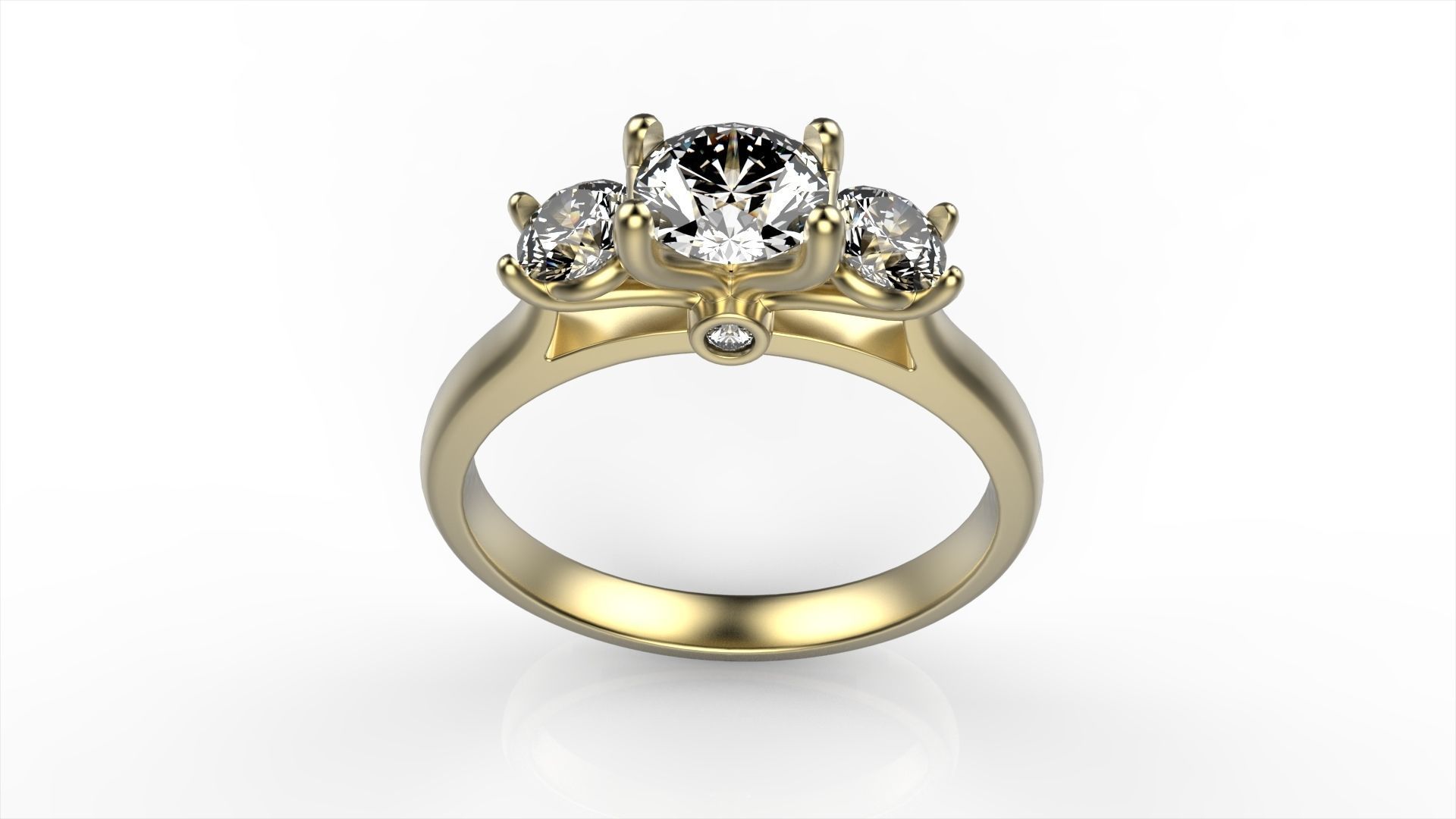 Modern Round Diamond Ring All Size 3D print model_5