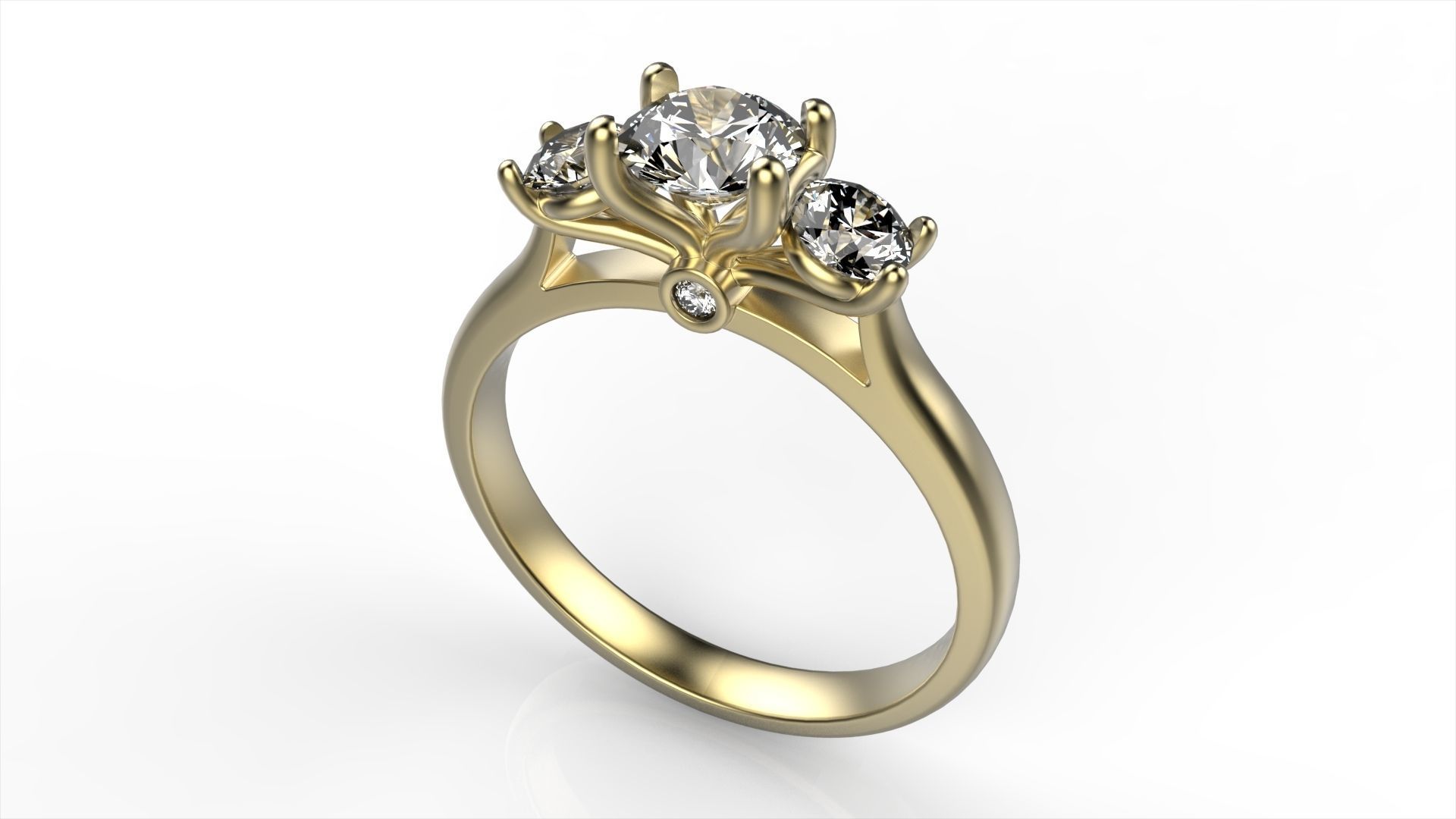 Modern Round Diamond Ring All Size 3D print model_1