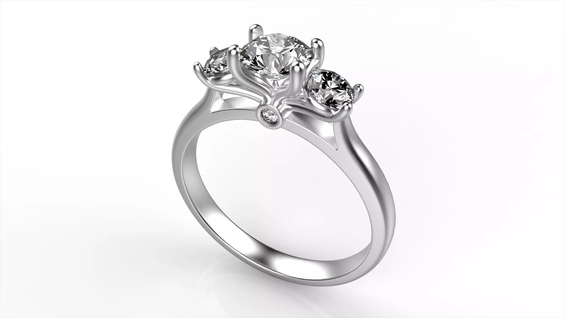 Modern Round Diamond Ring All Size 3D print model_0