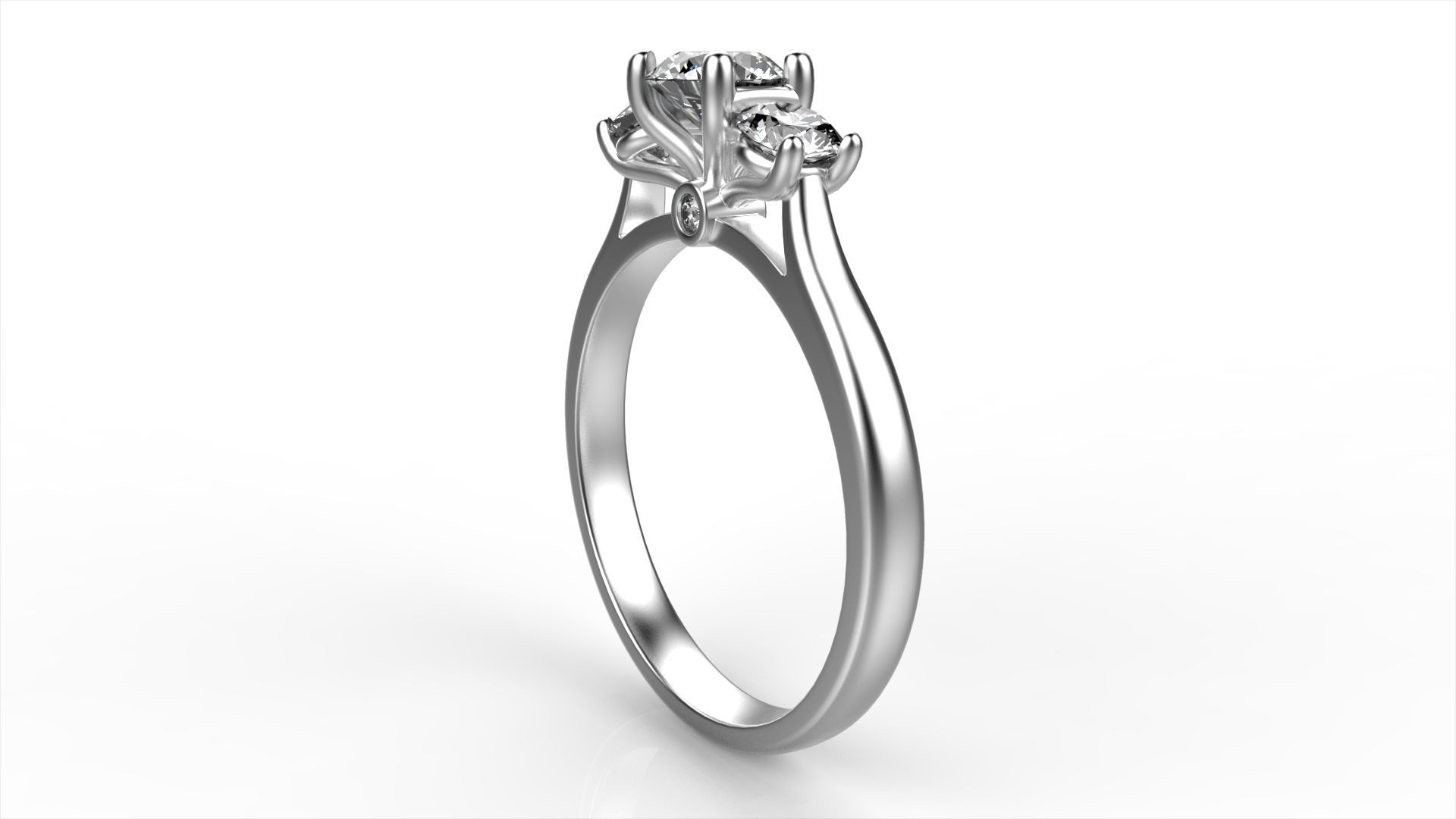 Modern Round Diamond Ring All Size 3D print model_2