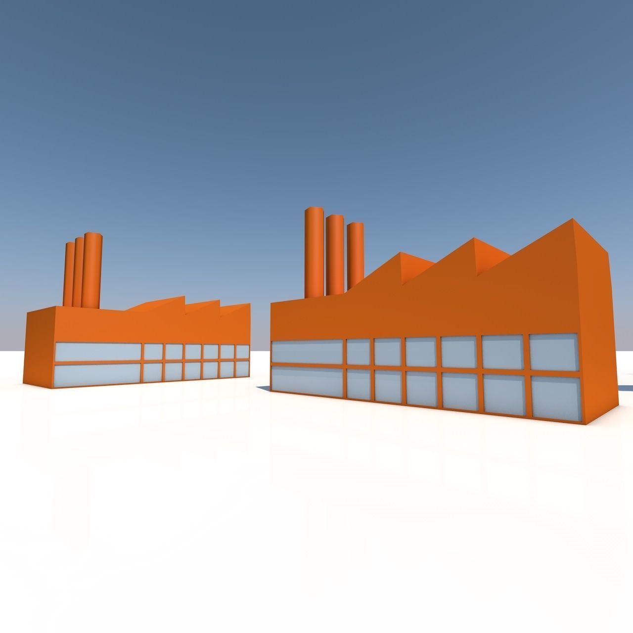 Low Poly Buildings two churches with roofs Low-poly 3D model_10