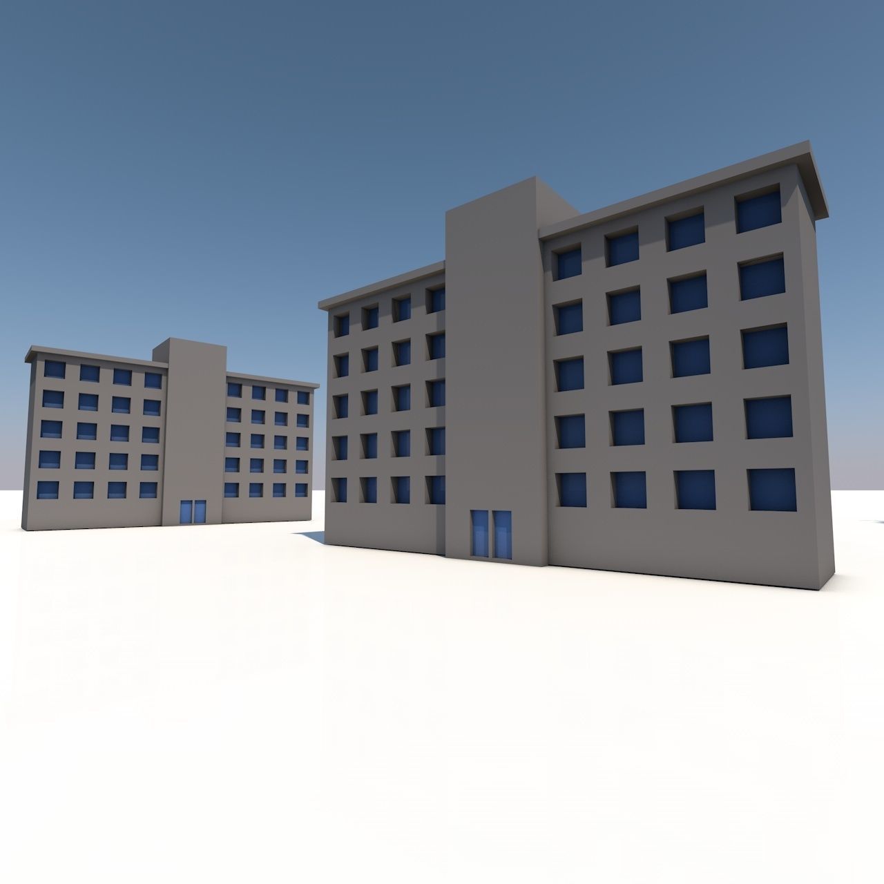 Low Poly Buildings two churches with roofs Low-poly 3D model_9