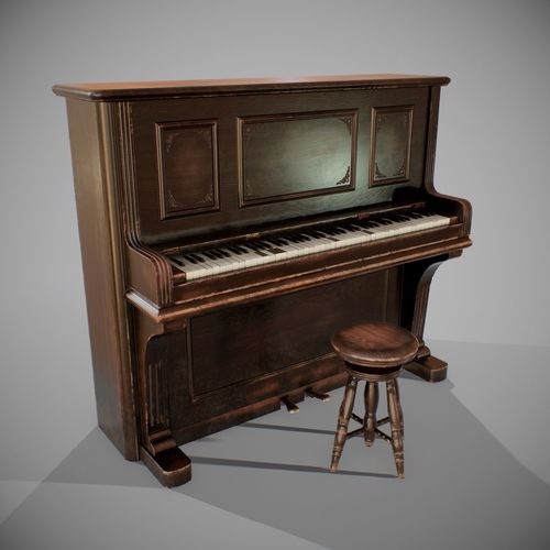 PBR Old Piano Low-poly 3D model