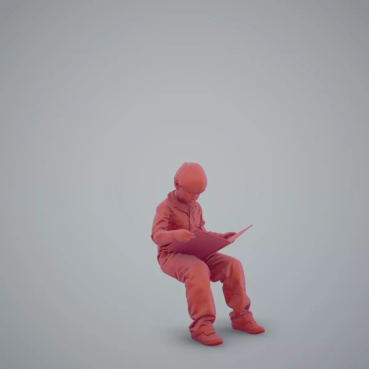 Sitting Boy Reading a Book CBoy0002-HD2-O01P01-S 3D model_1
