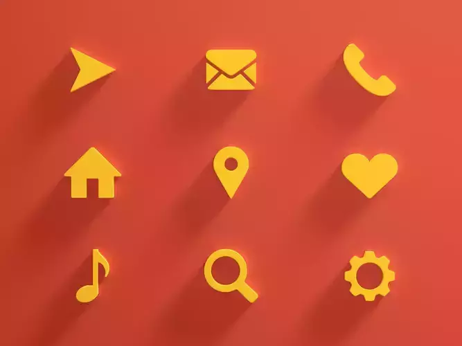Icon Set Web 3D model Icon Set Web 3D model
