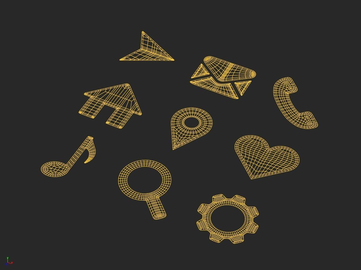 Icon Set Web 3D model_5
