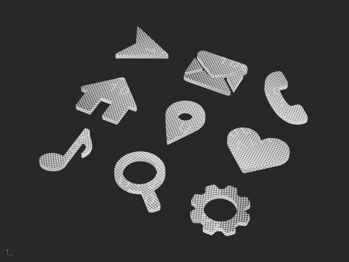 Icon Set Web 3D model_4