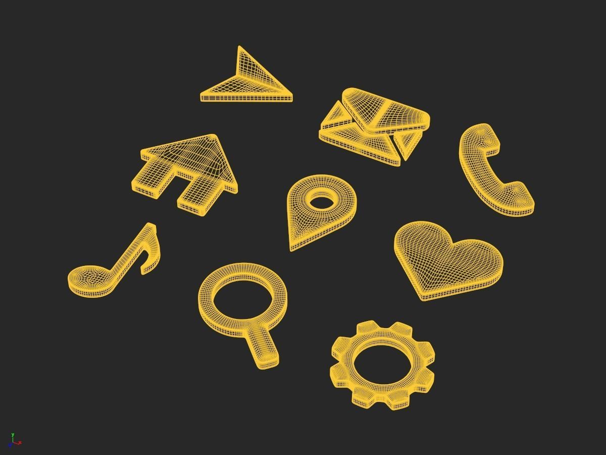 Icon Set Web 3D model_3