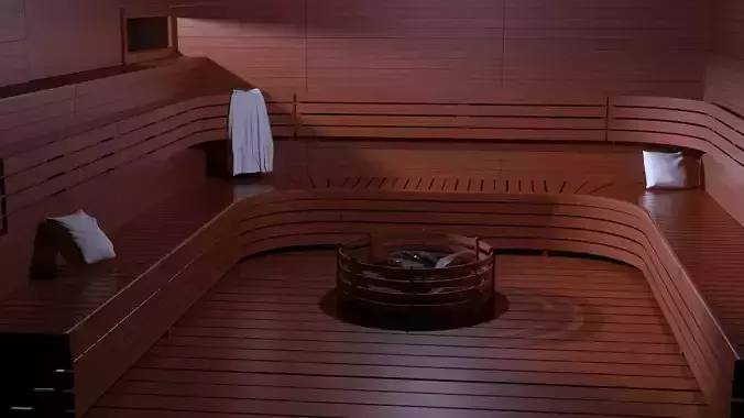 sauna and pool Low-poly 3D model