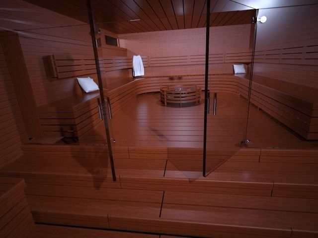 sauna and pool Low-poly 3D model_2