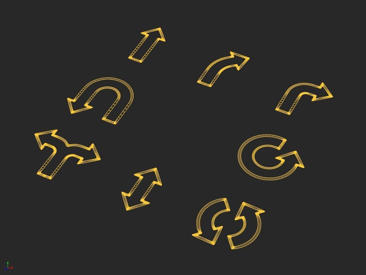 Arrows Outlines 3D model_5