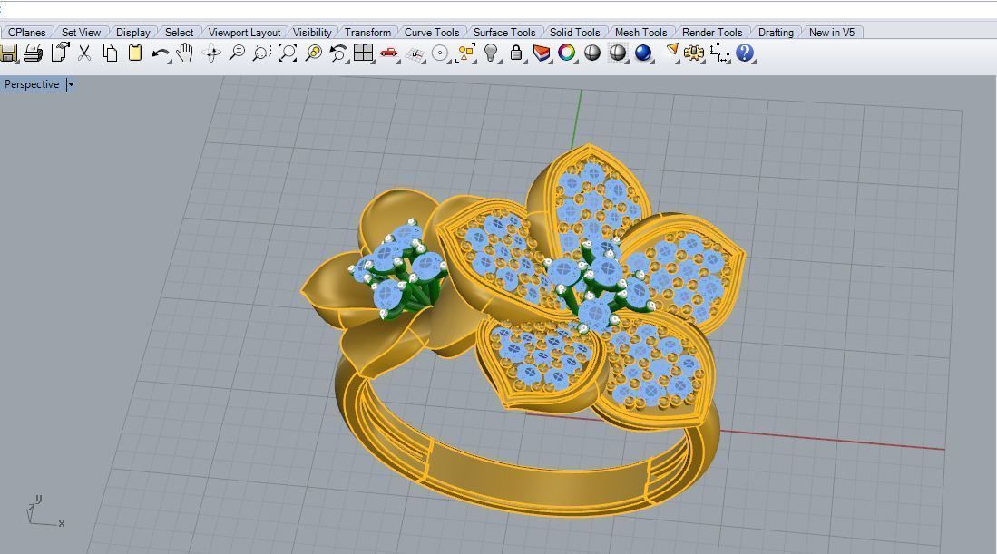 Double Flower Ring 3D print model_6
