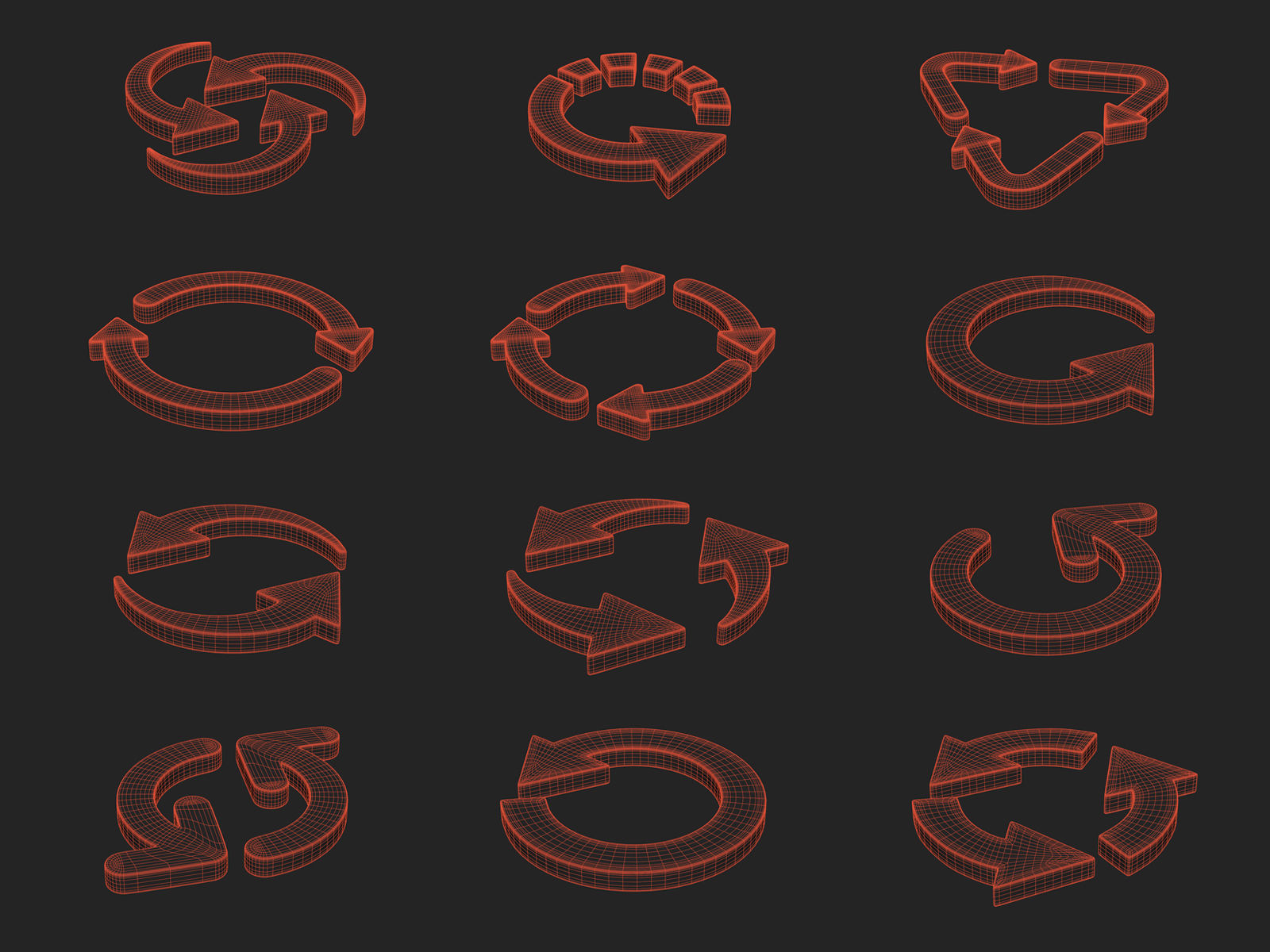 Arrows in a Circle 3D model_3