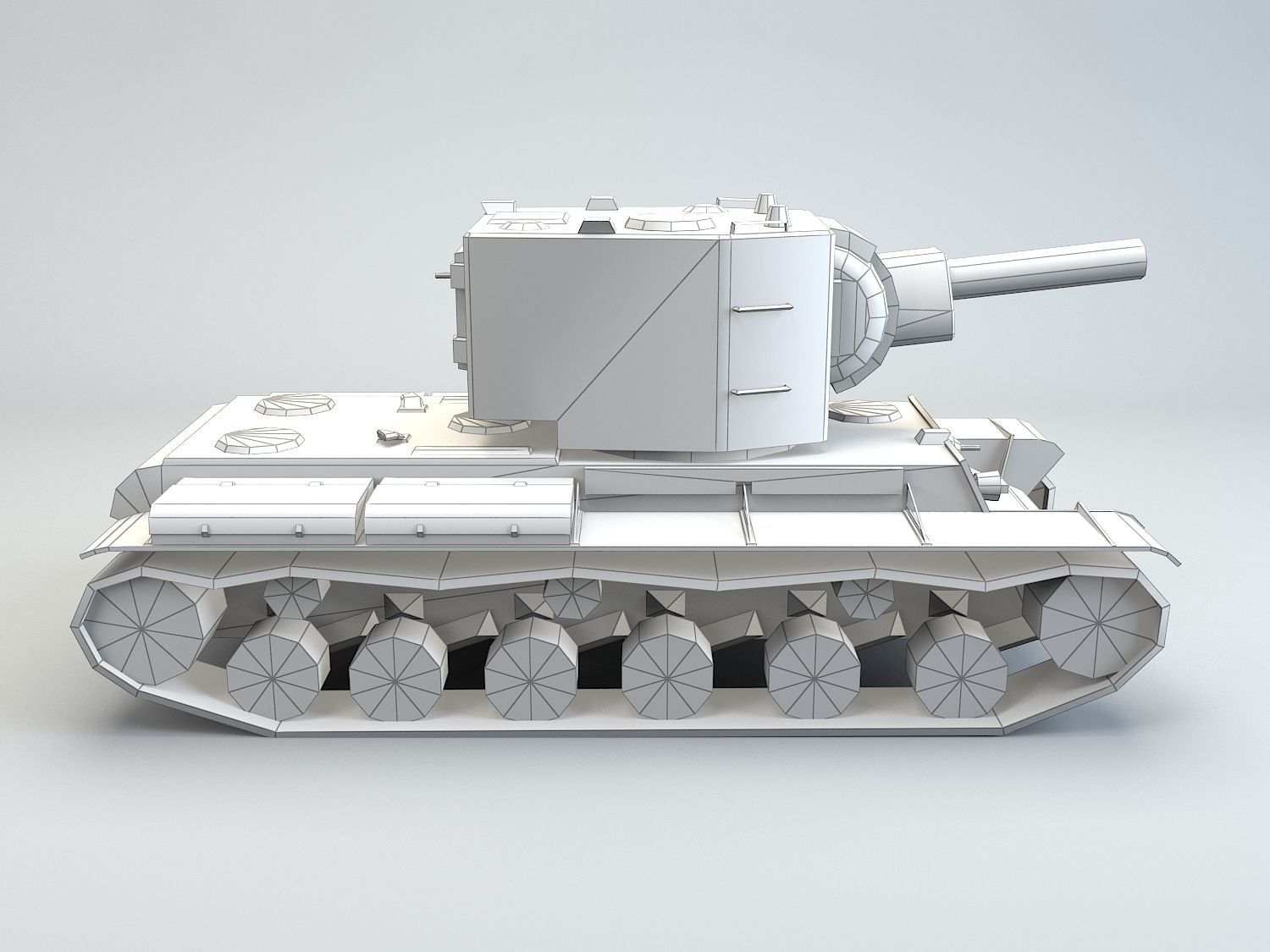 Low Poly KV-2 heavy artillery tank Low-poly 3D model_9