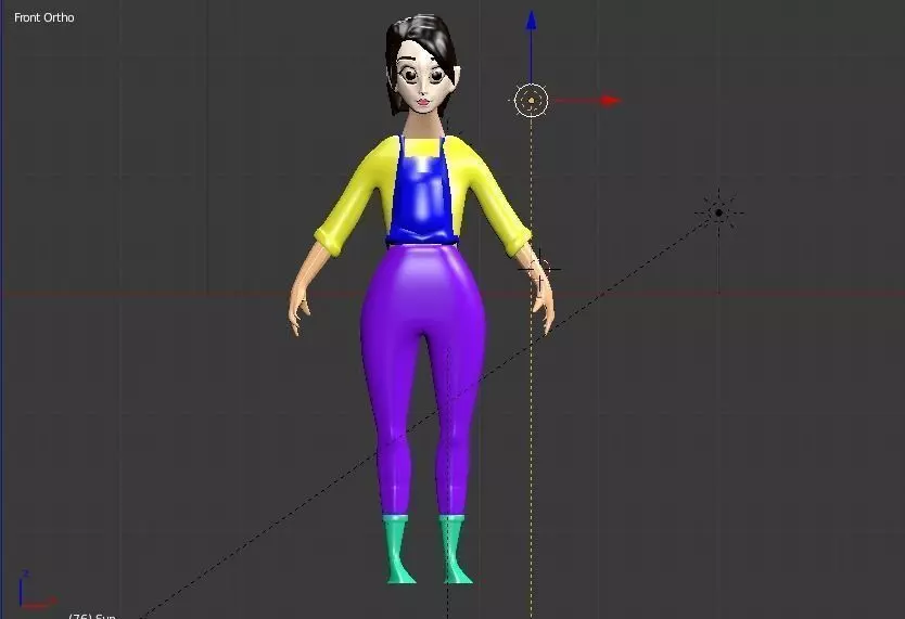 girl cartoon character model Free low-poly 3D model_0