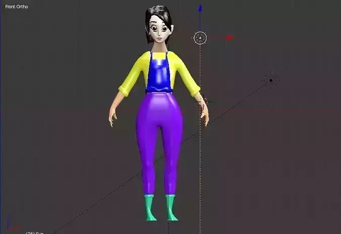 girl cartoon character model Free low-poly 3D model