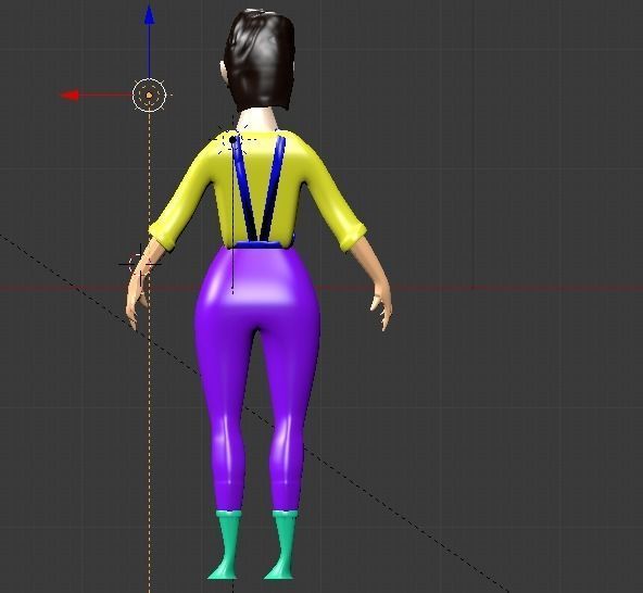 girl cartoon character model Free low-poly 3D model_2