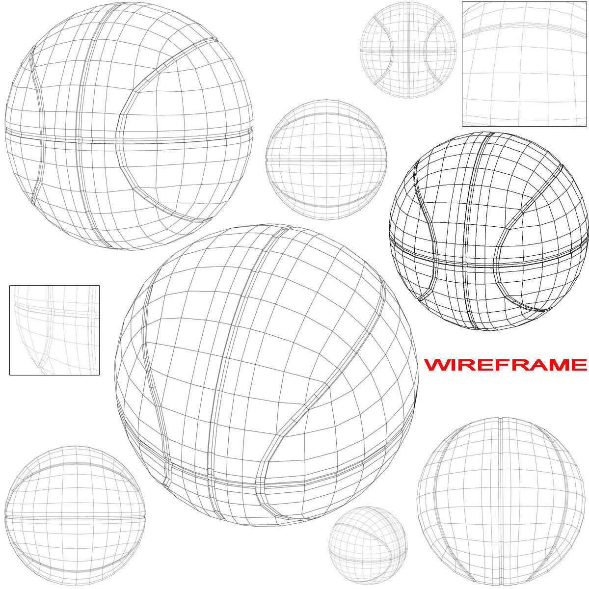 Basketball ball orange-white Low-poly 3D model_1