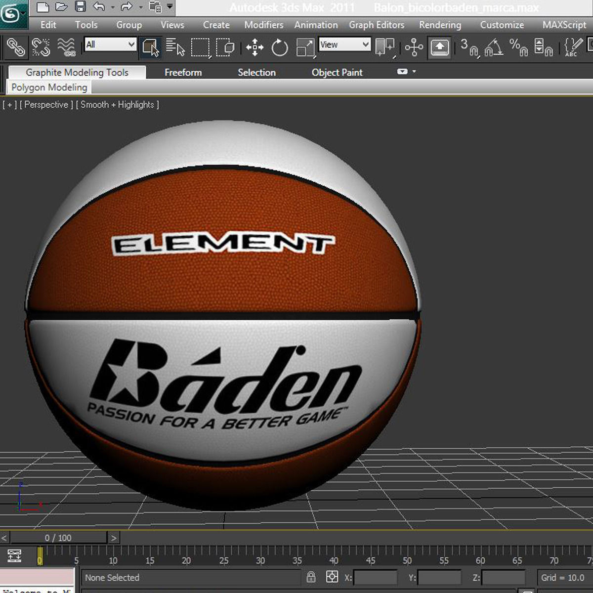 Basketball ball orange-white Low-poly 3D model_9