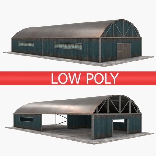 Warehouses Pack - Blue  Low-poly 3D model