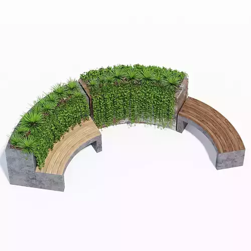 Curved planter bench two 3D model