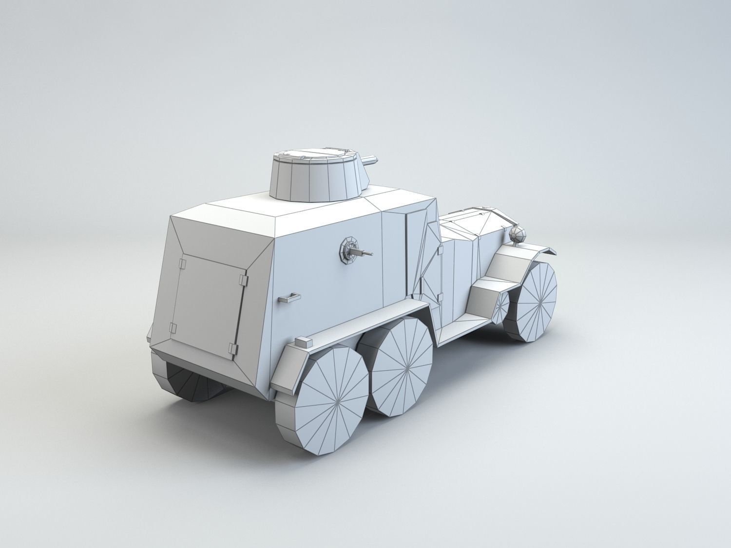 Low Poly Type 93 Kokusan Armored Car Low-poly 3D model_7