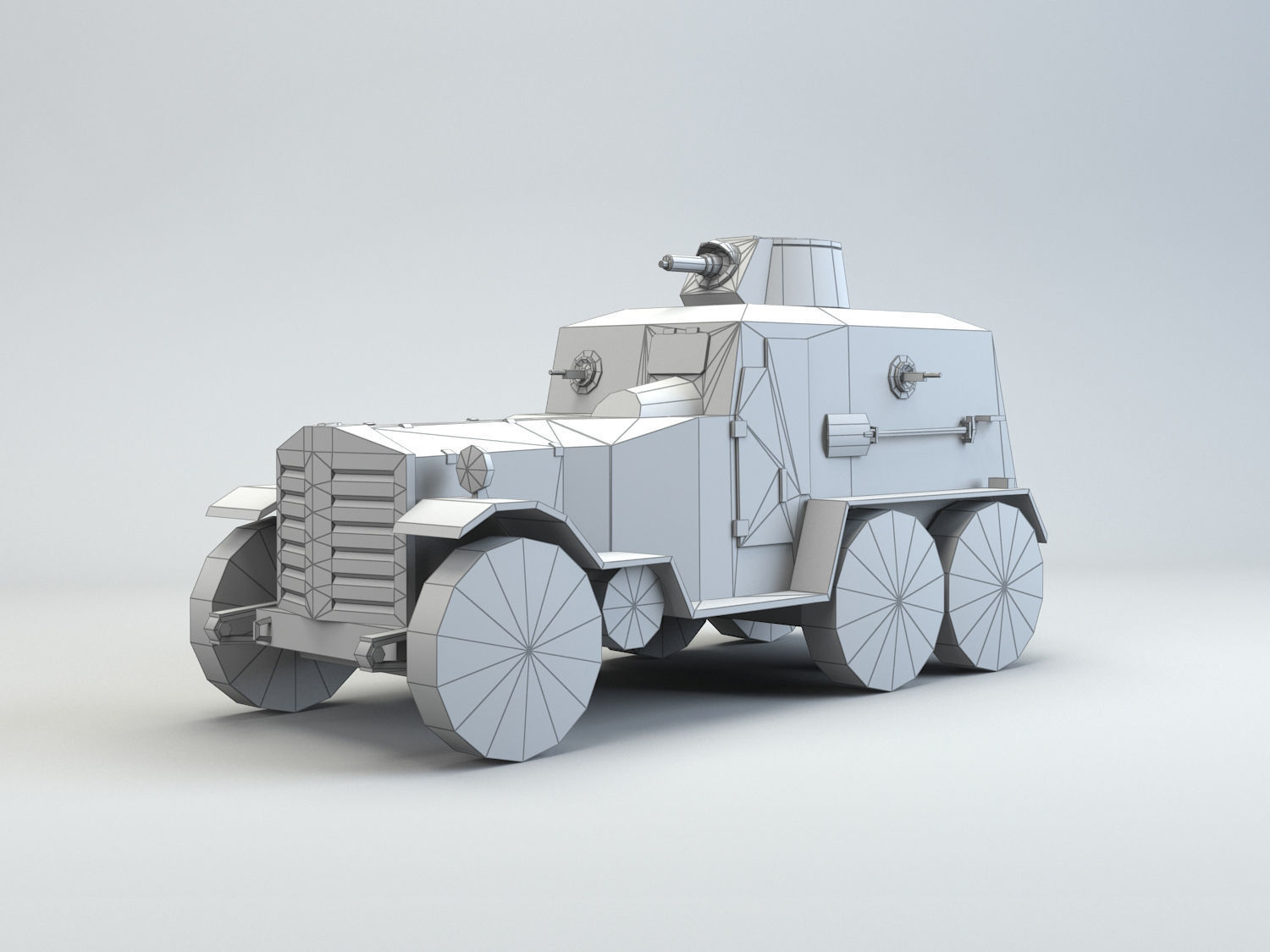 Low Poly Type 93 Kokusan Armored Car Low-poly 3D model_1