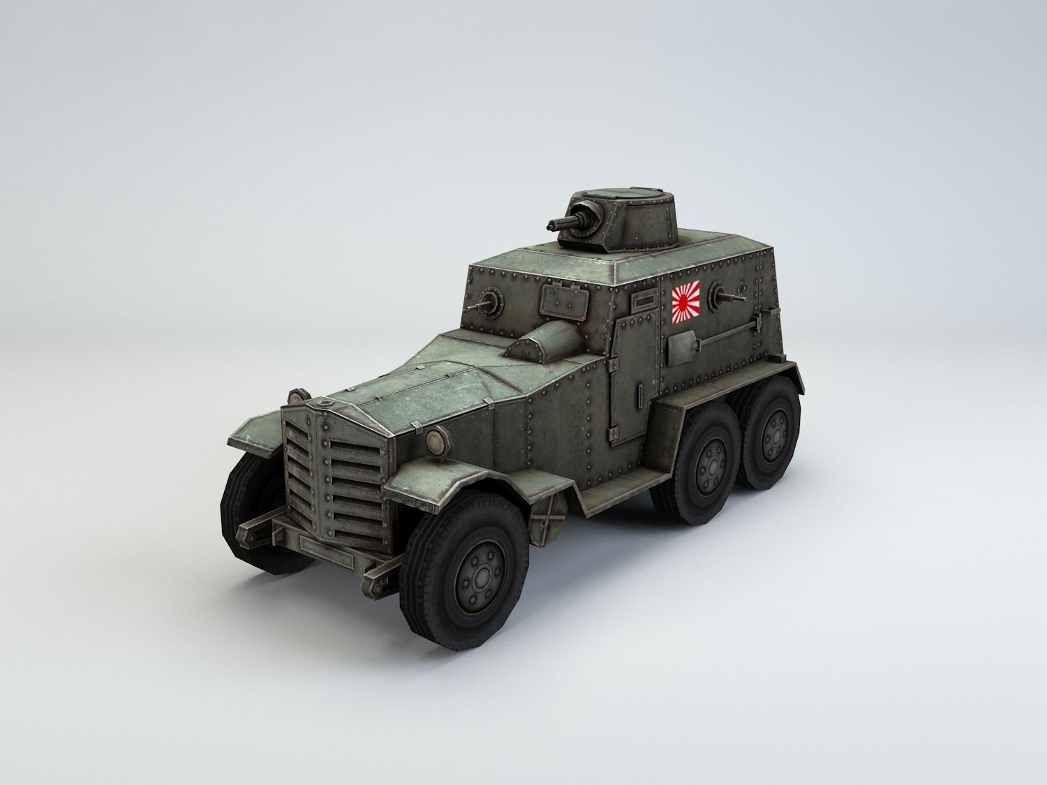 Low Poly Type 93 Kokusan Armored Car Low-poly 3D model_8