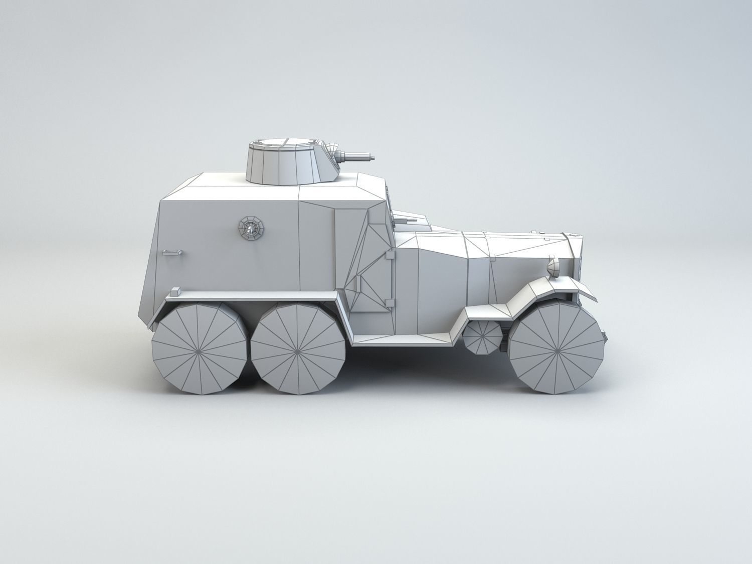 Low Poly Type 93 Kokusan Armored Car Low-poly 3D model_5