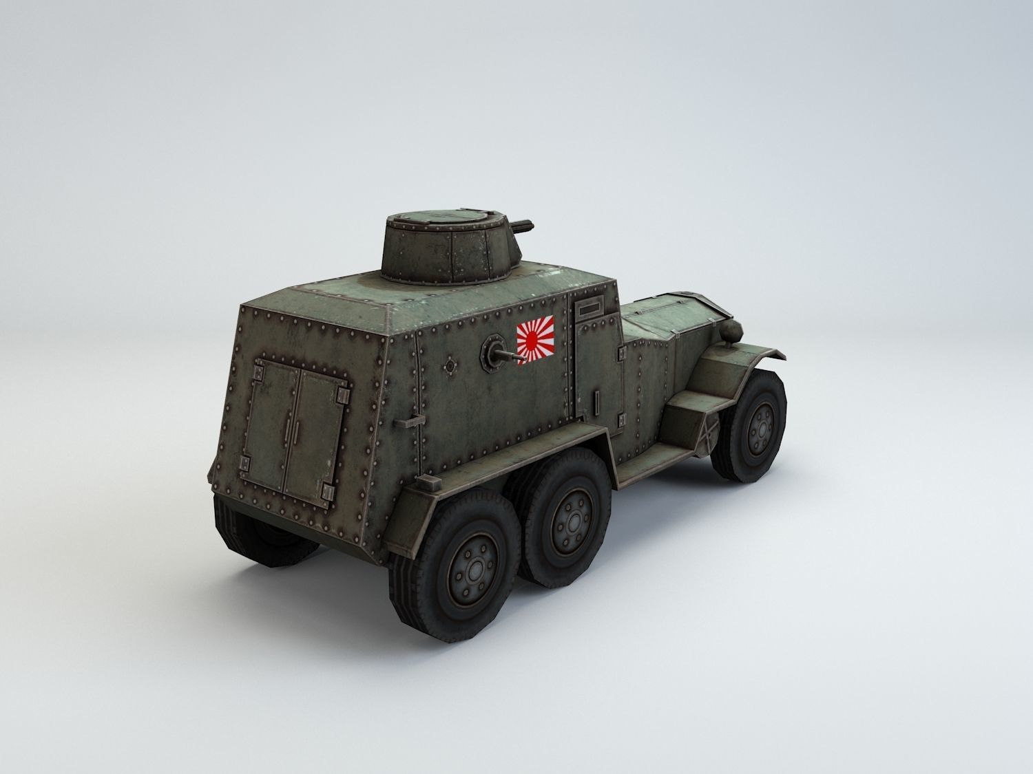Low Poly Type 93 Kokusan Armored Car Low-poly 3D model_6