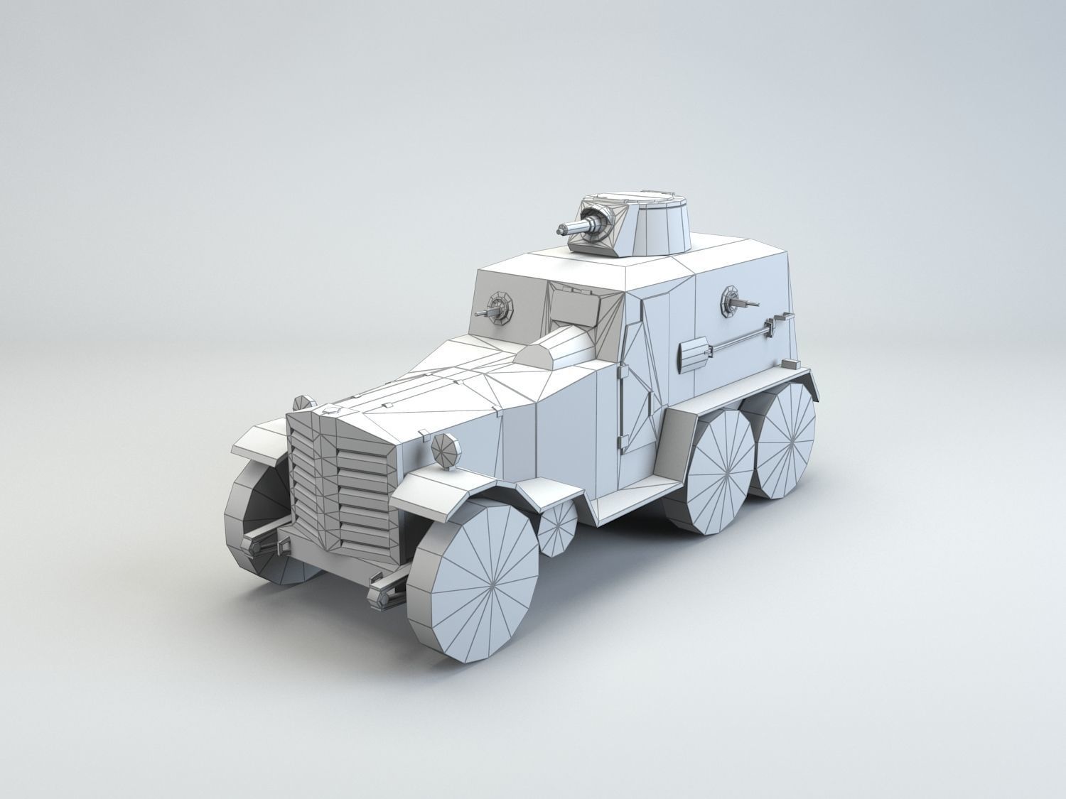 Low Poly Type 93 Kokusan Armored Car Low-poly 3D model_9