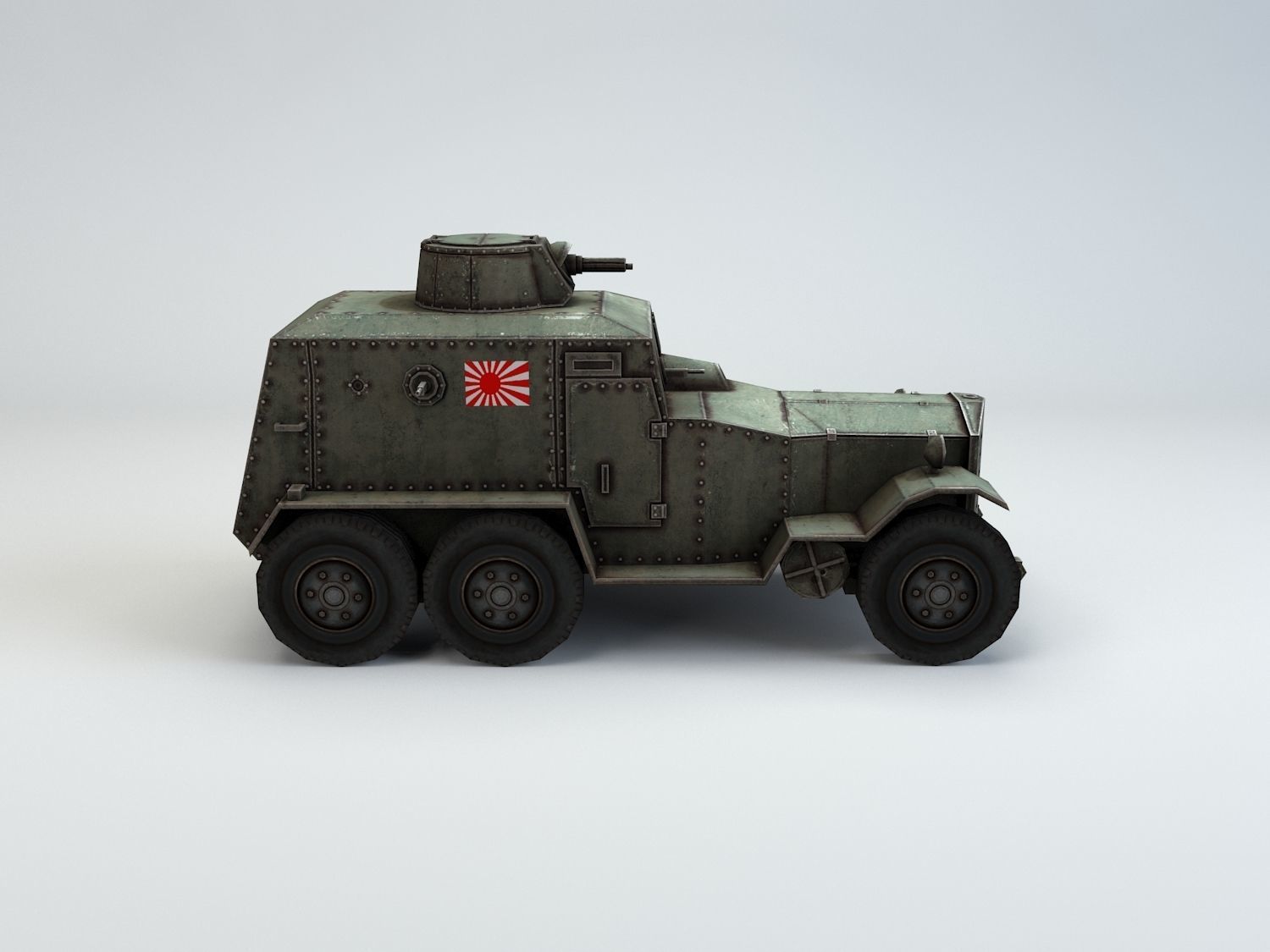 Low Poly Type 93 Kokusan Armored Car Low-poly 3D model_4