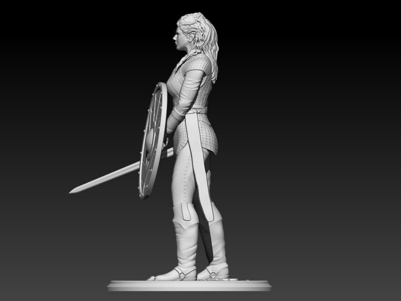 Lagertha woman holding shield 3D print model_5