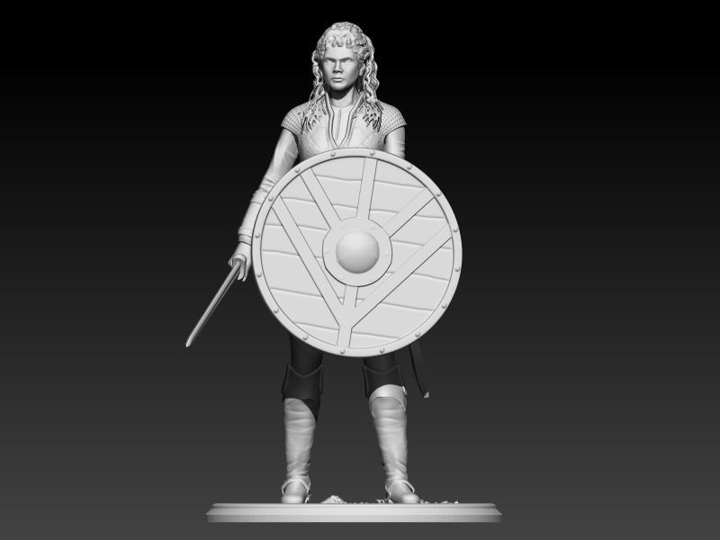 Lagertha woman holding shield 3D print model_4
