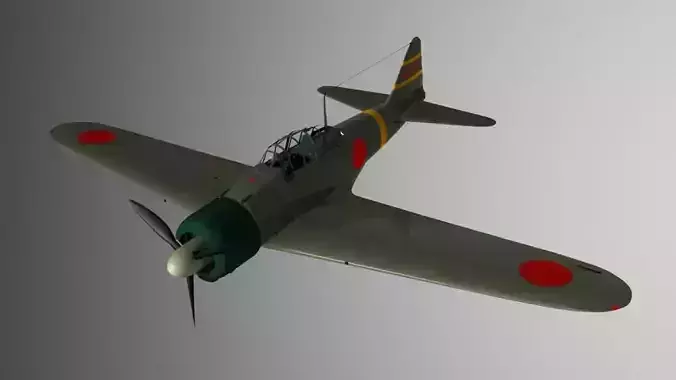 A6M232 Japan Zero From FlightManeger To AutomaticAnimesyon Zero Low-poly 3D model