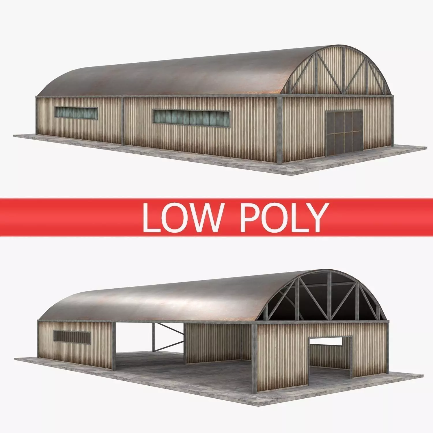 Warehouse pack - White Low-poly 3D model_0