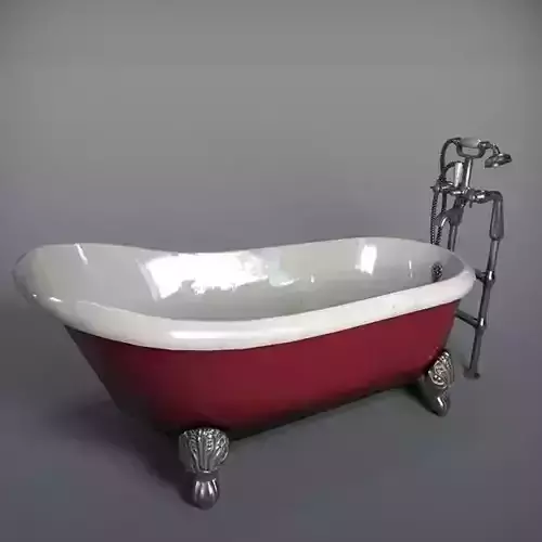 Red Antique Bathtub Low-poly 3D model
