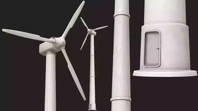 Wind Turbine PBR Low-poly 3D model