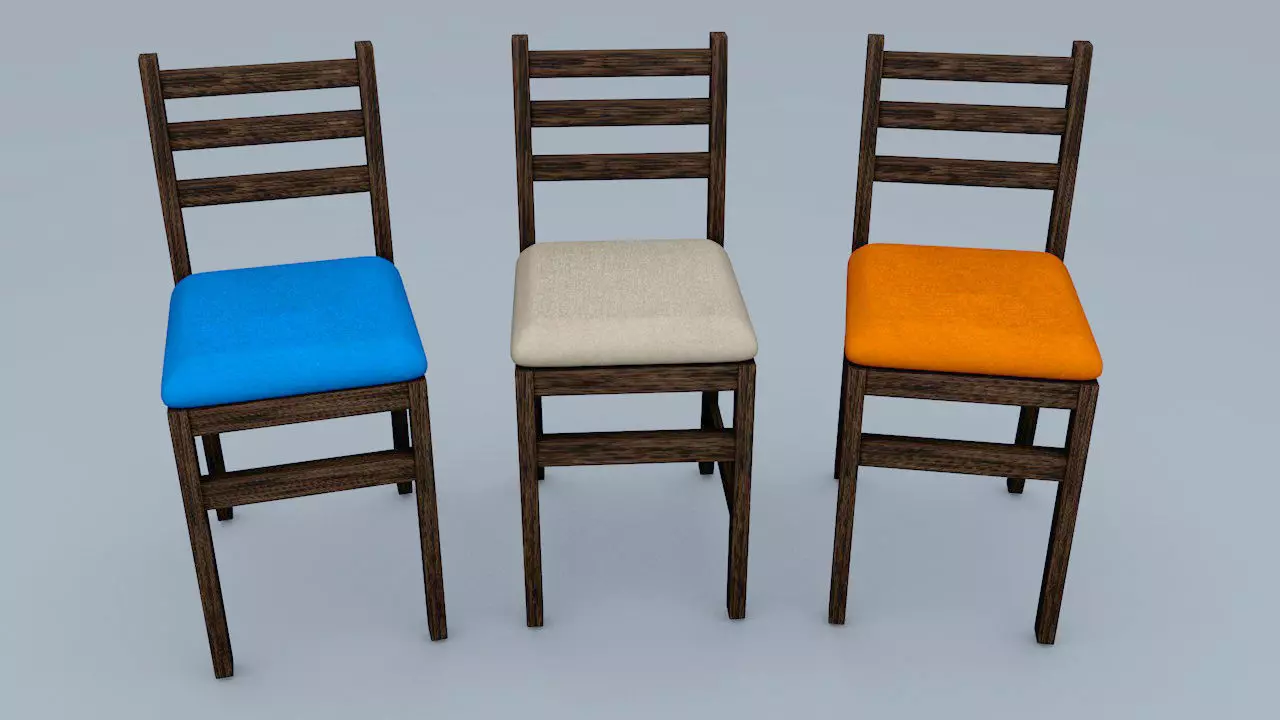 Wooden Chair Set 3D model