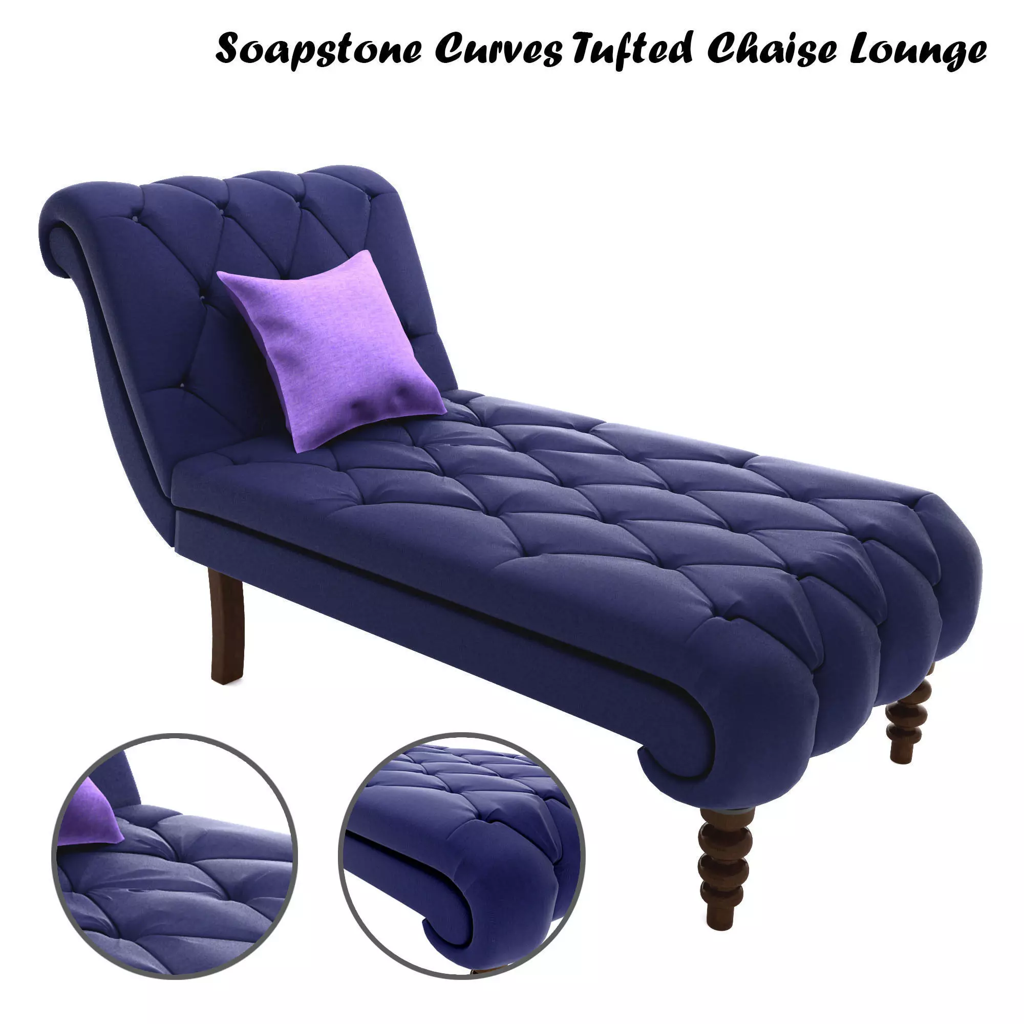 Soapstone Curves Tufted Chaise Lounge 3D print model_0