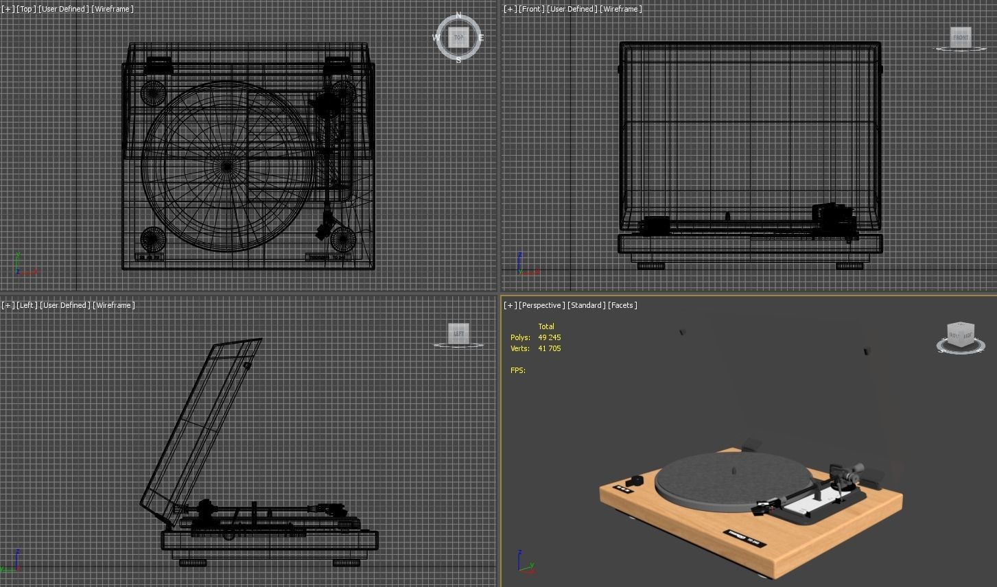 Thorens TD 240 Low-poly 3D model_11