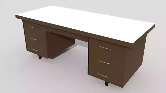 Low Poly Wooden Desk Low-poly 3D model