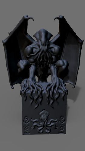 Cthulhu demon on box 3D print model