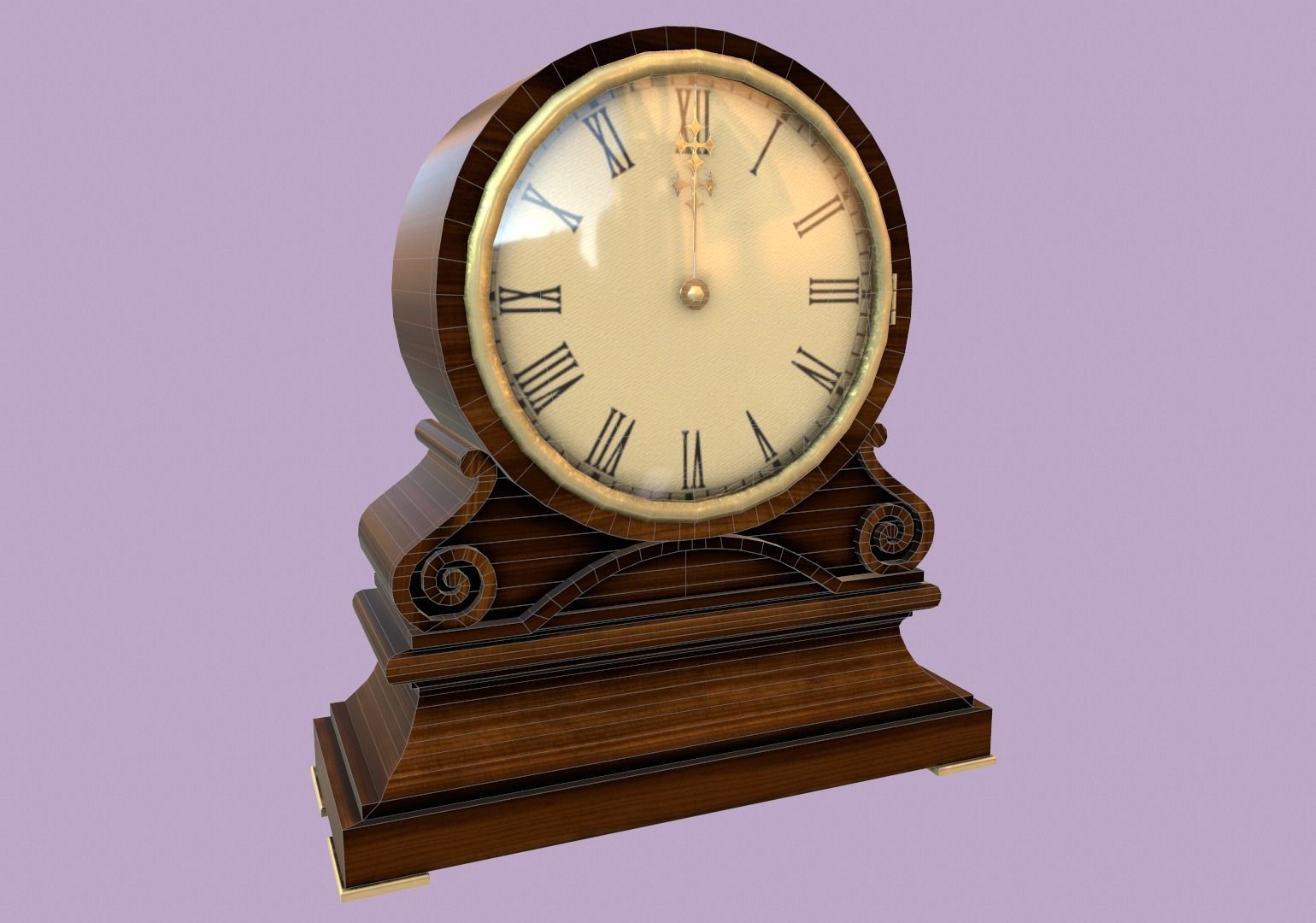Old clock Low-poly 3D model_1
